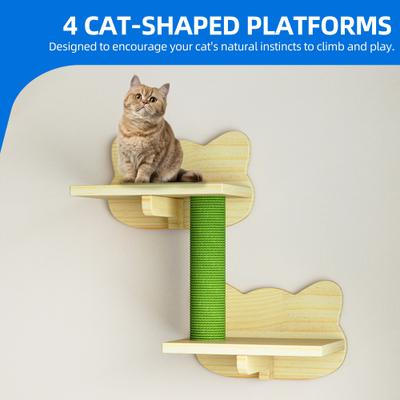 Show full view: Yitahome 7 Piece Set Wall Mounted Climbing Shelves 10.4-in Fleece Cat Tree & Condo, Beige slide 3 of 9