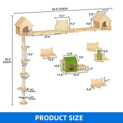 Show full view: Yitahome 21 Piece Set Wall Mounted Climbing Shelves 86.6-in Fleece Cat Tree & Condo, Beige slide 2 of 9