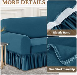 H.VERSAILTEX Dust Proof & Tearing Up Couch Dog Sofa Slipcover with Skirt, 102 x 38 x 41-in, Peacock Blue slide 2 of 9