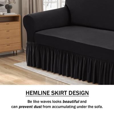 Show full view: H.VERSAILTEX Dust Proof & Tearing Up Couch Dog Sofa Slipcover with Skirt, 102 x 38 x 41-in, Black slide 6 of 11