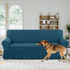 H.VERSAILTEX Dust Proof & Tearing Up Couch Dog Sofa Slipcover with Skirt, 102 x 38 x 41-in, Peacock Blue