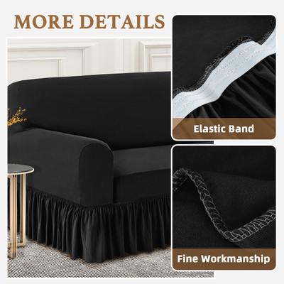 Show full view: H.VERSAILTEX Dust Proof & Tearing Up Couch Dog Sofa Slipcover with Skirt, 102 x 38 x 41-in, Black slide 8 of 11