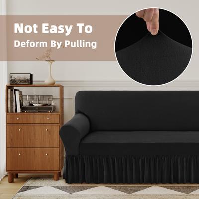 Show full view: H.VERSAILTEX Dust Proof & Tearing Up Couch Dog Sofa Slipcover with Skirt, 102 x 38 x 41-in, Black slide 7 of 11