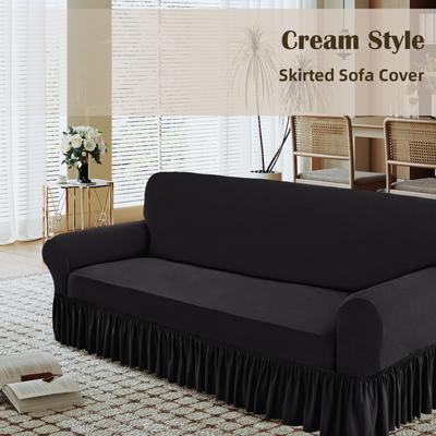 Show full view: H.VERSAILTEX Dust Proof & Tearing Up Couch Dog Sofa Slipcover with Skirt, 102 x 38 x 41-in, Black slide 3 of 11