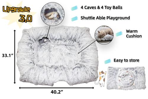 Show full view: Kylinsure 2-in-1 Peekaboo Cave Donut Cat Tunnel Bed with Center Mat, X-Large, Grey slide 6 of 8