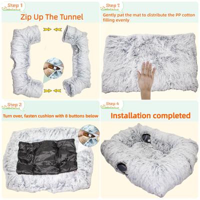 Show full view: Kylinsure 2-in-1 Peekaboo Cave Donut Cat Tunnel Bed with Center Mat, X-Large, Grey slide 5 of 8