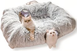 Kylinsure 2-in-1 Peekaboo Cave Donut Cat Tunnel Bed with Center Mat, X-Large, Grey