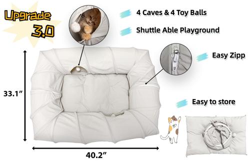Show full view: Kylinsure 4 Ways Shuttled Peekaboo Cave Donut Cat Tunnel Bed with Cool Mat, X-Large, Grey slide 7 of 9
