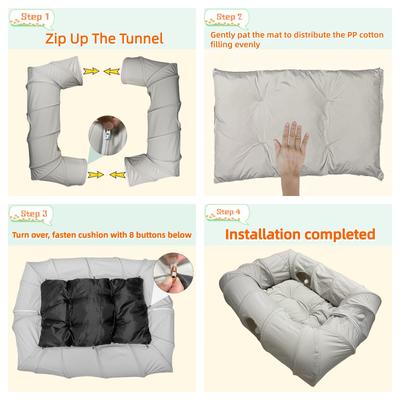 Show full view: Kylinsure 4 Ways Shuttled Peekaboo Cave Donut Cat Tunnel Bed with Cool Mat, X-Large, Grey slide 6 of 9