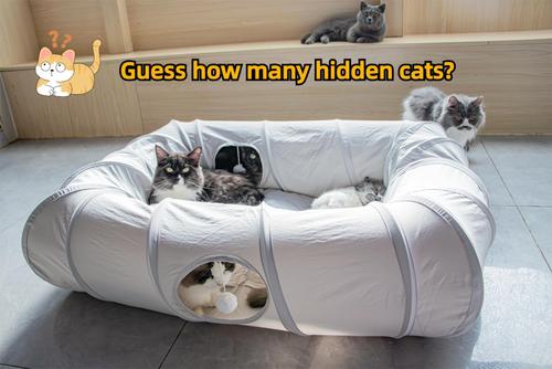 Show full view: Kylinsure 4 Ways Shuttled Peekaboo Cave Donut Cat Tunnel Bed with Cool Mat, X-Large, Grey slide 3 of 9