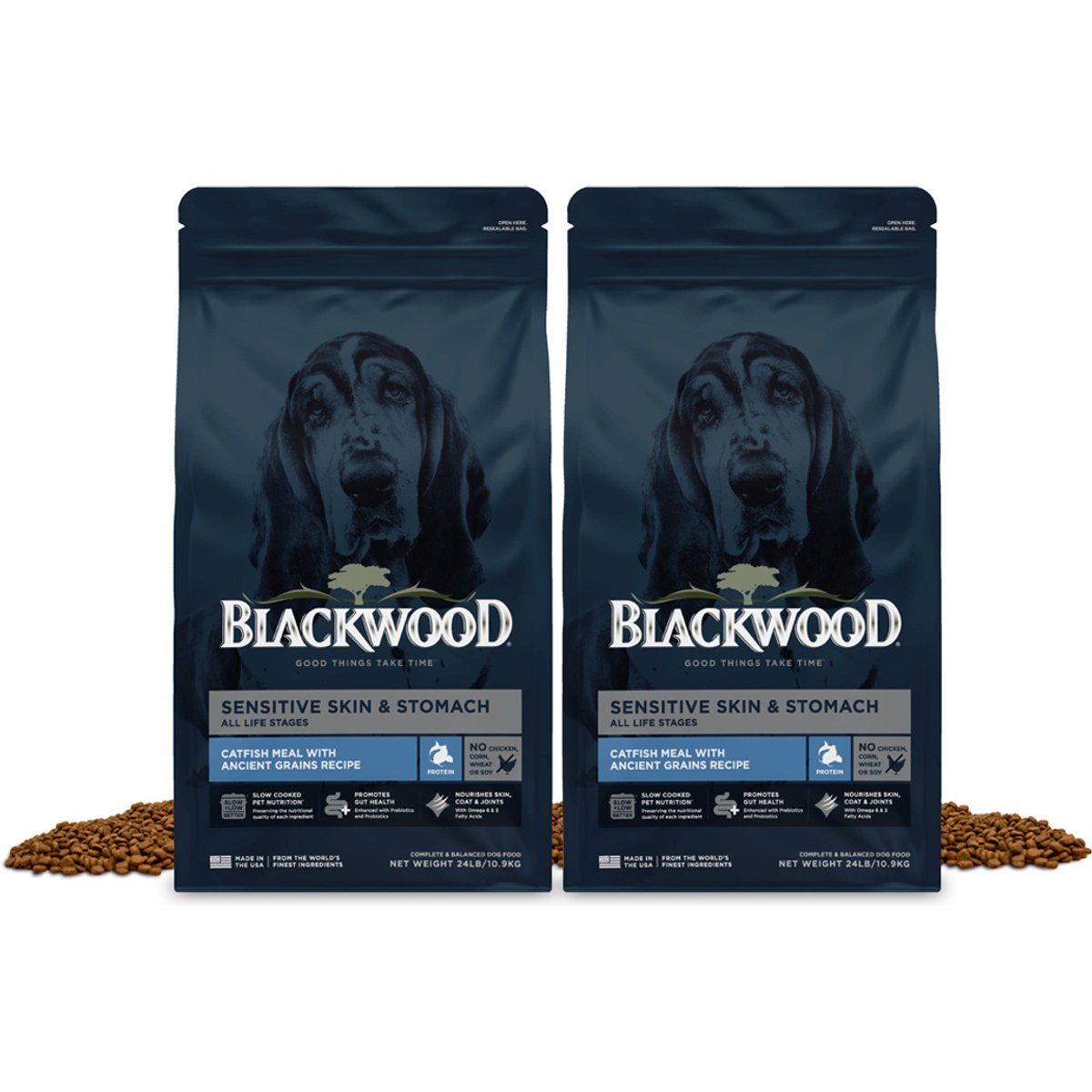 Blackwood Sensitive Skin & Stomach Catfish Meal with Ancient Grains Slow Cooked Dry Dog Food, 48-lb bundle