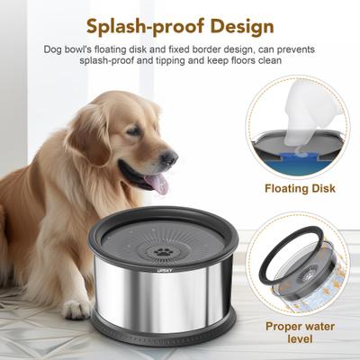 Show full view: UPSKY Non-Skid Stainless Steel Slow Feeder Dog Water Bowl, Grey, 4.5-L slide 4 of 8