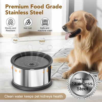 Show full view: UPSKY Non-Skid Stainless Steel Slow Feeder Dog Water Bowl, Grey, 4.5-L slide 6 of 8
