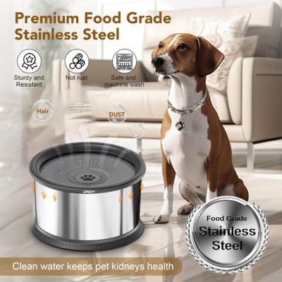 Show full view: UPSKY Non-Skid Stainless Steel Slow Feeder Dog Water Bowl, Grey, 2.5-L slide 6 of 8