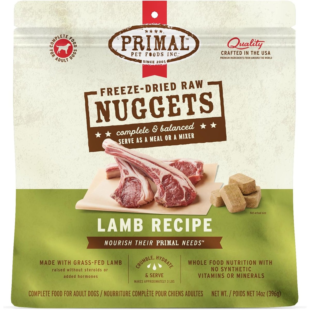 Primal Lamb Formula Nuggets Freeze-Dried Dog Food, 14-oz bag