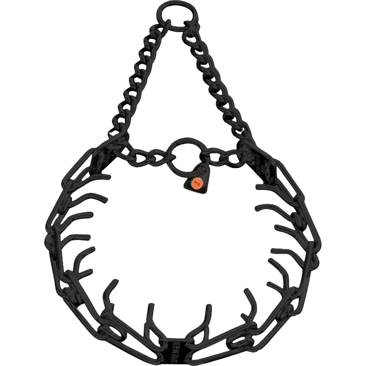 Herm Sprenger ULTRA-PLUS Dog Black Stainless Training Collar with Center Plate, Assembly Chain & 2 Rings, Short Links