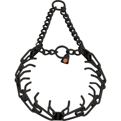 Herm Sprenger Herm Sprenger ULTRA-PLUS Dog Black Stainless Training Collar with Center Plate, Assembly Chain & 2 Rings, Short Links