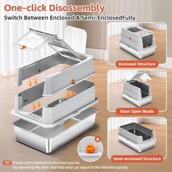 Lobeve Stainless Steel Enclosed Cat Litter Box with lid, Metal Litter Scoop & Litter Mat, X-Large slide 2 of 7