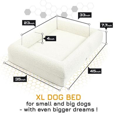 Show full view: INVIROX Orthopedic Waterproof Memory Foam Couch Dog Bed with Bolster, Jumbo, Majestic White slide 5 of 11