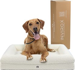 INVIROX Orthopedic Waterproof Memory Foam Couch Dog Bed with Bolster, Jumbo, Majestic White