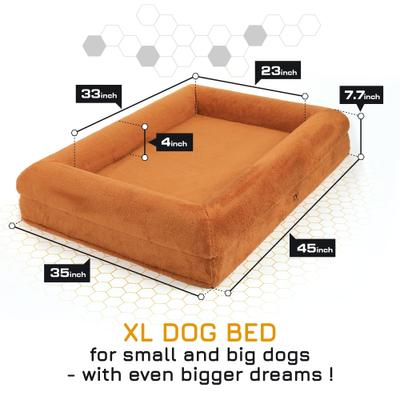 Show full view: INVIROX Orthopedic Waterproof Memory Foam Couch Dog Bed with Bolster, Jumbo, Light Brown slide 6 of 10