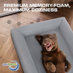 INVIROX Orthopedic Waterproof Memory Foam Couch Dog Bed with Bolster, Jumbo, Natural Grey slide 2 of 8