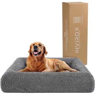 INVIROX INVIROX Orthopedic Waterproof Memory Foam Couch Dog Bed with Bolster, Jumbo, Fluffy Grey