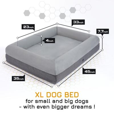 Show full view: INVIROX Orthopedic Waterproof Memory Foam Couch Dog Bed with Bolster, Jumbo, Natural Grey slide 5 of 11