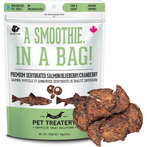 The Granville Island Pet Treatery Salmon, Blueberry, & Cranberry Grain-Free Dehydrated Dog & Cat Treats, 2.82-oz bag