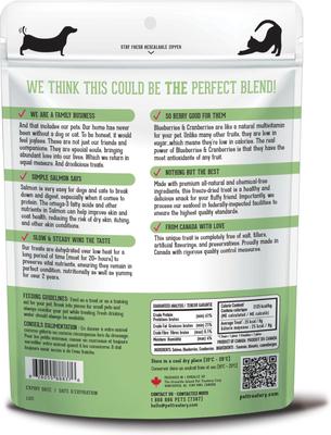 Show full view: The Granville Island Pet Treatery Salmon, Blueberry, & Cranberry Grain-Free Dehydrated Dog & Cat Treats, 2.82-oz bag slide 3 of 9