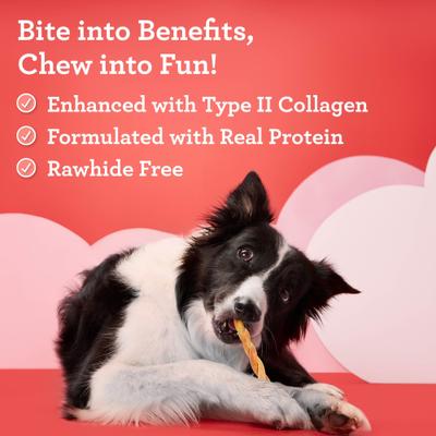 Show full view: DreamBone CollaYUMS Twists Plus Collagen Chicken & Peanut Butter Flavor Rawhide Free Dog Chews, 10 count slide 3 of 12