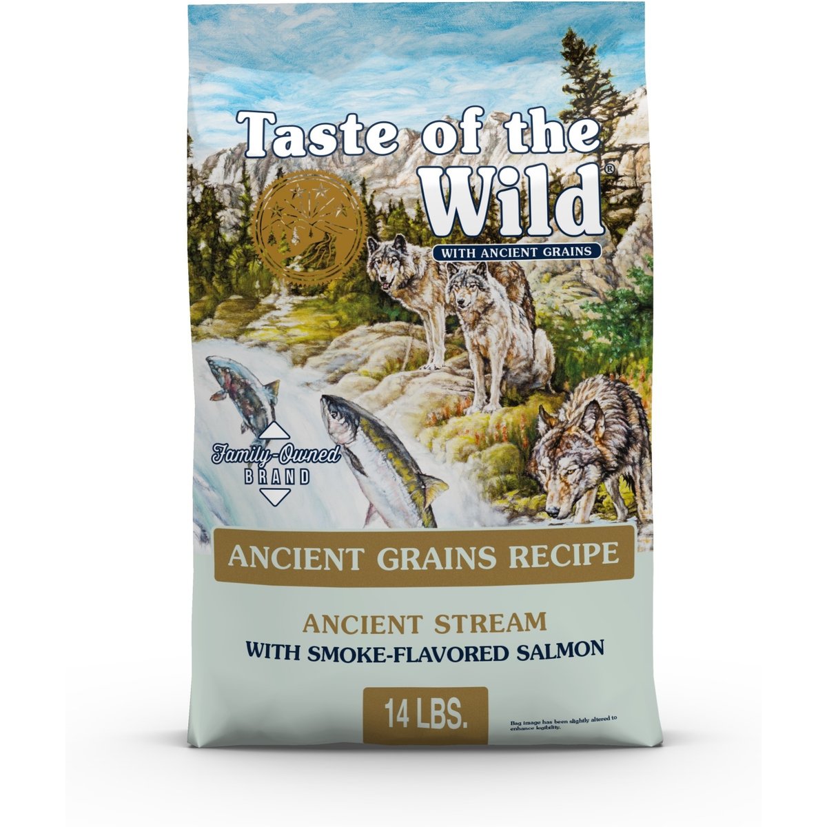 Taste of the Wild Ancient Stream All Life Stages High Protein Recipe with Smoke-Flavored Salmon & Ancient Grains Dry Dog Food, 14-lb bag