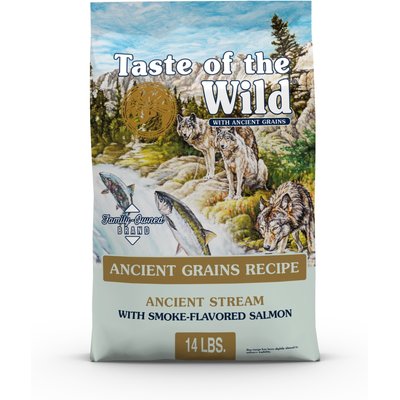 Taste of the Wild Taste of the Wild Ancient Stream All Life Stages High Protein Recipe with Smoke-Flavored Salmon & Ancient Grains Dry Dog Food, 14-lb bag
