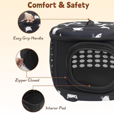 Show full view: Niubya Airline Approved Soft Sided Collapsible Carrier Travel Bag for Small Dogs & Cats, Black slide 3 of 10