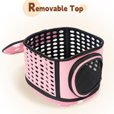 Show full view: Niubya Airline Approved Soft Sided Collapsible Carrier Travel Bag for Small Dogs & Cats, Pink slide 6 of 10