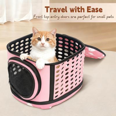 Show full view: Niubya Airline Approved Soft Sided Collapsible Carrier Travel Bag for Small Dogs & Cats, Pink slide 5 of 10