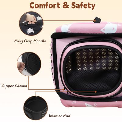 Show full view: Niubya Airline Approved Soft Sided Collapsible Carrier Travel Bag for Small Dogs & Cats, Pink slide 4 of 10