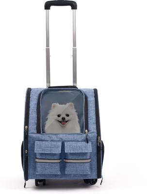 Show full view: Heeyoo Rolling Carrier Backpack with Wheels for Small Dogs & Cats, Purple slide 2 of 10