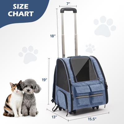 Show full view: Heeyoo Rolling Carrier Backpack with Wheels for Small Dogs & Cats, Purple slide 5 of 10