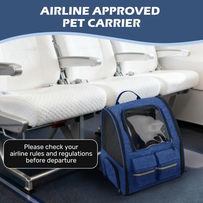 Show full view: Heeyoo Rolling Carrier Backpack with Wheels for Small Dogs & Cats, Blue slide 7 of 10