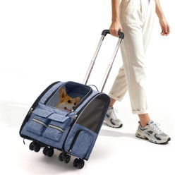 Heeyoo Rolling Carrier Backpack with Wheels for Small Dogs & Cats, Purple