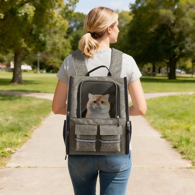 Show full view: Heeyoo Rolling Carrier Backpack with Wheels for Small Dogs & Cats, Brown slide 5 of 10