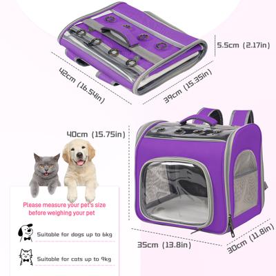 Show full view: Niubya Breathable Carrier Backpack for Small Dogs, Puppies & Kitties, Purple slide 3 of 11