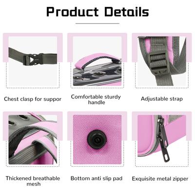 Show full view: Niubya Breathable Carrier Backpack for Small Dogs, Puppies & Kitties, Pink slide 9 of 10