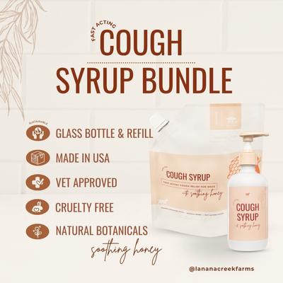 Show full view: Lanana Creek Farms Cough Syrup & Refill Liquid Medication for Dogs, 7.7-fl oz & 500-mL bottle slide 4 of 6