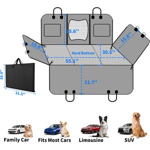 LovMor Dog Car Back Seat Cover Extender, Large, Black