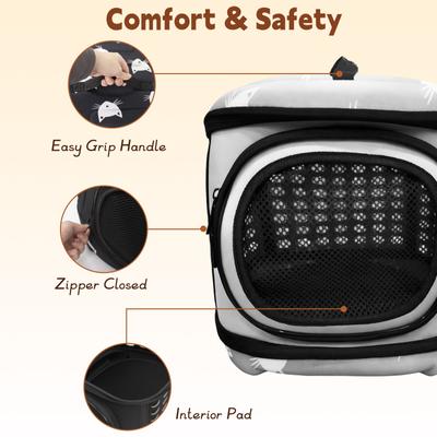 Show full view: Niubya Airline Approved Soft Sided Collapsible Carrier Travel Bag for Small Dogs & Cats, Grey slide 6 of 10