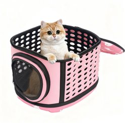 Niubya Airline Approved Soft Sided Collapsible Carrier Travel Bag for Small Dogs & Cats, Pink
