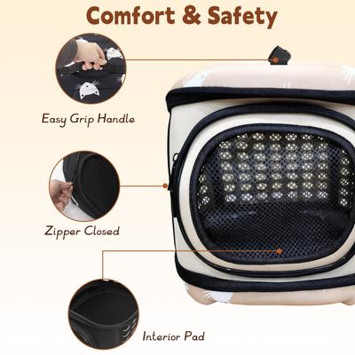 Show full view: Niubya Airline Approved Soft Sided Collapsible Carrier Travel Bag for Small Dogs & Cats, Beige slide 7 of 10