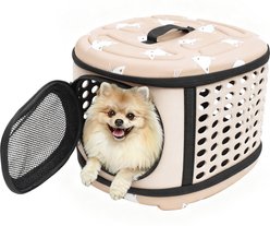 Niubya Airline Approved Soft Sided Collapsible Carrier Travel Bag for Small Dogs & Cats, Beige